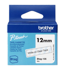 Brother - Nastro -  Bianco/Trasparente - BTAG135 - 12mm x 8mt Brother - Nastro -  Bianco/Trasparente - BTAG135 - 12mm x 8mt