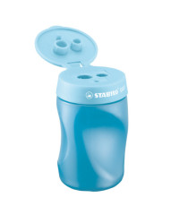 Temperamatite Easy con contenitore  - 3 fori - ergonomico - blu - per mancini - Stabilo Temperamatite Easy con contenitore  - 3 fori - ergonomico - blu - per mancini - Stabilo