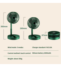 Mini ventilatore USB portatile da tavolo 4,5W verde telescopico, regolazione dell'altezza, ricaricabile tramite micro Usb Mini ventilatore USB portatile da tavolo 4,5W verde telescopico, regolazione dell'altezza, ricaricabile tramite micro Usb