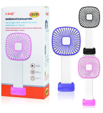 Mini ventilatore USB portatile Linq S29 silenzioso, batteria da 400mAh, base di appoggio, 3 velocità e durata fino a 90 minuti Mini ventilatore USB portatile Linq S29 silenzioso, batteria da 400mAh, base di appoggio, 3 velocità e durata fino a 90 minuti