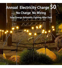 Luce solare da giardino, 6 lucciole led per ogni ramo, Confezione da 2 rami, impermeabili IP65, flessibili con pannello solare Luce solare da giardino, 6 lucciole led per ogni ramo, Confezione da 2 rami, impermeabili IP65, flessibili con pannello solare