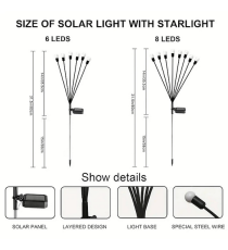Luce solare da giardino, 6 lucciole led per ogni ramo, Confezione da 2 rami, impermeabili IP65, flessibili con pannello solare Luce solare da giardino, 6 lucciole led per ogni ramo, Confezione da 2 rami, impermeabili IP65, flessibili con pannello solare