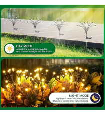 Luce solare da giardino, 6 lucciole led per ogni ramo, Confezione da 2 rami, impermeabili IP65, flessibili con pannello solare Luce solare da giardino, 6 lucciole led per ogni ramo, Confezione da 2 rami, impermeabili IP65, flessibili con pannello solare