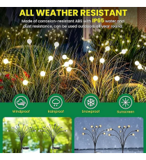 Luce solare da giardino, 6 lucciole led per ogni ramo, Confezione da 2 rami, impermeabili IP65, flessibili con pannello solare Luce solare da giardino, 6 lucciole led per ogni ramo, Confezione da 2 rami, impermeabili IP65, flessibili con pannello solare