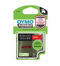 Nastro D1 Durable 1978366 - 12 mm x 3 mt - vinile - bianco/rosso - Dymo Nastro D1 Durable 1978366 - 12 mm x 3 mt - vinile - bianco/rosso - Dymo