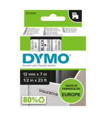 Nastro D1 standard 450100 - 12 mm x 7 mt - PL - nero/trasparente - Dymo Nastro D1 standard 450100 - 12 mm x 7 mt - PL - nero/trasparente - Dymo