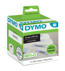 Rotolo 220 etichette LW 990170 - 12 x 50 mm - carta - cartelle sospese - bianco - Dymo Rotolo 220 etichette LW 990170 - 12 x 50 mm - carta - cartelle sospese - bianco - Dymo