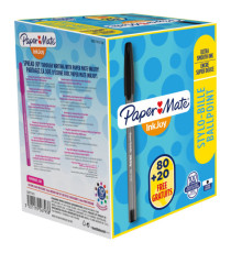 Penna a sfera con cappuccio Inkjoy 100  - punta 1,0mm - nero - Papermate - conf. 80+20 pezzi