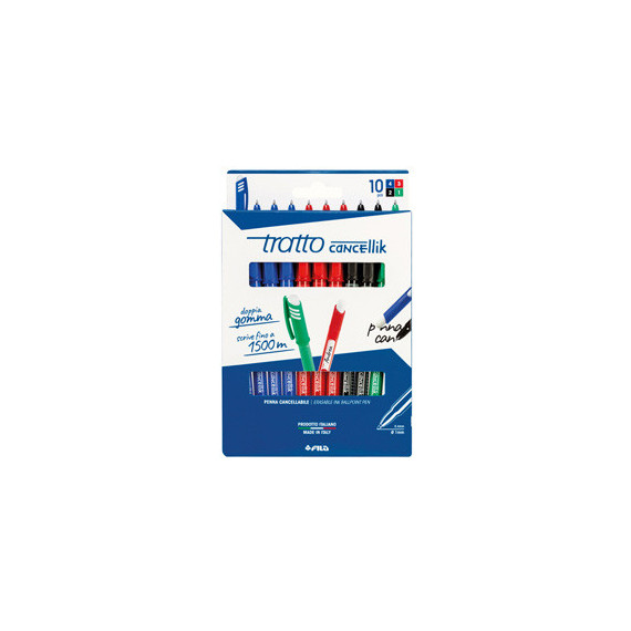 Penna sfera Cancellik- cancellabile - punta 1,0mm - 10 colori assortiti  - Tratto - astuccio 10 pezzi Penna sfera Cancellik- cancellabile - punta 1,0mm - 10 colori assortiti  - Tratto - astuccio 10 pezzi