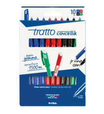 Penna sfera Cancellik- cancellabile - punta 1,0mm - 10 colori assortiti  - Tratto - astuccio 10 pezzi Penna sfera Cancellik- cancellabile - punta 1,0mm - 10 colori assortiti  - Tratto - astuccio 10 pezzi