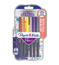 Pennarello Flair Nylon - punta feltro - 1,10mm - colori assortiti Metallic - Papermate - conf. 6 pezzi