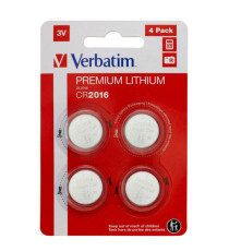 Micropile CR2016 - 3V - a pastiglia - litio - Verbatim - blister 4 pezzi Micropile CR2016 - 3V - a pastiglia - litio - Verbatim - blister 4 pezzi