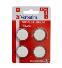 Micropile CR2450 - 3V - a pastiglia - litio - Verbatim - blister 4 pezzi Micropile CR2450 - 3V - a pastiglia - litio - Verbatim - blister 4 pezzi