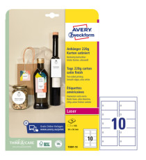 Cartellino stampabile - in cartoncino - con bordi lisci - laser - 90 x 50 mm - 10 cart/fg - 10 fogli - bianco - Avery Cartellino stampabile - in cartoncino - con bordi lisci - laser - 90 x 50 mm - 10 cart/fg - 10 fogli - bianco - Avery