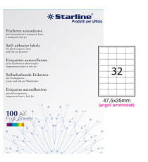 Etichette adesive - in carta - angoli arrotondati - permanenti - 47,5 x 35 mm - 32 et/fg - 100 fogli - bianco - Starline Etichette adesive - in carta - angoli arrotondati - permanenti - 47,5 x 35 mm - 32 et/fg - 100 fogli - bianco - Starline