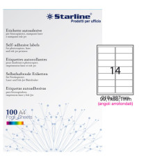 Etichette adesive - in carta - angoli arrotondati - permanenti - 99,1 x 38,1 mm - 14 et/fg - 100 fogli - bianco - Starli