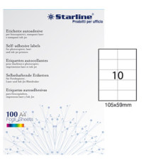 Etichette adesive - in carta - permanenti - 105 x 59 mm - 10 et/fg - 100 fogli - bianco - Starline