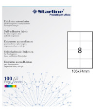 Etichette adesive - in carta - permanenti - 105 x 74 mm - 8 et/fg - 100 fogli - bianco - Starline
