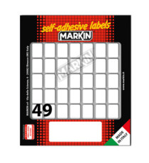 Etichette adesive - in carta - permanenti - 19 x 14 mm - 49 et/fg - 10 fogli - bianco - Markin Etichette adesive - in carta - permanenti - 19 x 14 mm - 49 et/fg - 10 fogli - bianco - Markin