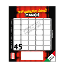 Etichette adesive - in carta - permanenti - 21 x 14 mm - 45 et/fg - 10 fogli - bianco - Markin Etichette adesive - in carta - permanenti - 21 x 14 mm - 45 et/fg - 10 fogli - bianco - Markin