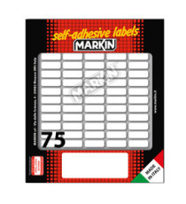 Etichette adesive - in carta - permanenti - 21 x 8 mm - 75 et/fg - 10 fogli - bianco - Markin Etichette adesive - in carta - permanenti - 21 x 8 mm - 75 et/fg - 10 fogli - bianco - Markin