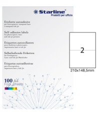 Etichette adesive - in carta - permanenti - 210 x 148,5 mm - 2 et/fg - 100 fogli - bianco - Starline