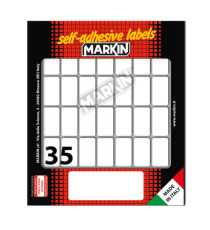 Etichette adesive - in carta - permanenti - 27 x 15 mm - 35 et/fg - 10 fogli - bianco - Markin