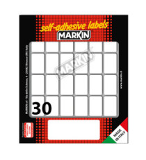 Etichette adesive - in carta - permanenti - 27 x 17 mm - 30 et/fg - 10 fogli - bianco - Markin Etichette adesive - in carta - permanenti - 27 x 17 mm - 30 et/fg - 10 fogli - bianco - Markin