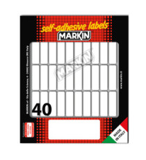 Etichette adesive - in carta - permanenti - 34 x 10 mm - 40 et/fg - 10 fogli - bianco - Markin Etichette adesive - in carta - permanenti - 34 x 10 mm - 40 et/fg - 10 fogli - bianco - Markin