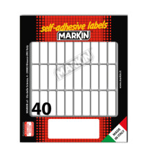 Etichette adesive - in carta - permanenti - 34 x 10 mm - 40 et/fg - 10 fogli - bianco - Markin Etichette adesive - in carta - permanenti - 34 x 10 mm - 40 et/fg - 10 fogli - bianco - Markin