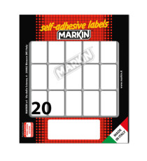 Etichette adesive - in carta - permanenti - 34 x 21 mm - 20 et/fg - 10 fogli - bianco - Markin Etichette adesive - in carta - permanenti - 34 x 21 mm - 20 et/fg - 10 fogli - bianco - Markin