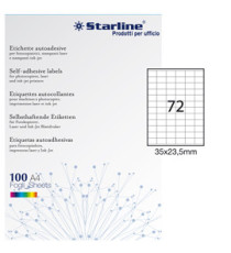 Etichette adesive - in carta - permanenti - 35 x 23,5 mm - 72 et/fg - 100 fogli - bianco - Starline Etichette adesive - in carta - permanenti - 35 x 23,5 mm - 72 et/fg - 100 fogli - bianco - Starline