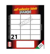 Etichette adesive - in carta - permanenti - 37 x 19 mm - 21 et/fg - 10 fogli - bianco - Markin