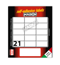 Etichette adesive - in carta - permanenti - 37 x 19 mm - 21 et/fg - 10 fogli - bianco - Markin