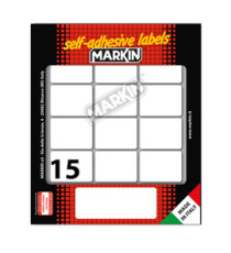 Etichette adesive - in carta - permanenti - 37 x 27 mm - 15 et/fg - 10 fogli - bianco - Markin Etichette adesive - in carta - permanenti - 37 x 27 mm - 15 et/fg - 10 fogli - bianco - Markin