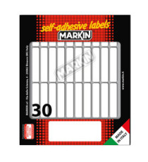 Etichette adesive - in carta - permanenti - 46 x 10 mm - 30 et/fg - 10 fogli - bianco - Markin Etichette adesive - in carta - permanenti - 46 x 10 mm - 30 et/fg - 10 fogli - bianco - Markin