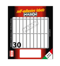 Etichette adesive - in carta - permanenti - 46 x 10 mm - 30 et/fg - 10 fogli - bianco - Markin Etichette adesive - in carta - permanenti - 46 x 10 mm - 30 et/fg - 10 fogli - bianco - Markin