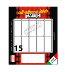 Etichette adesive - in carta - permanenti - 46 x 20 mm - 15 et/fg - 10 fogli - bianco - Markin Etichette adesive - in carta - permanenti - 46 x 20 mm - 15 et/fg - 10 fogli - bianco - Markin