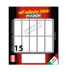 Etichette adesive - in carta - permanenti - 46 x 20 mm - 15 et/fg - 10 fogli - bianco - Markin Etichette adesive - in carta - permanenti - 46 x 20 mm - 15 et/fg - 10 fogli - bianco - Markin