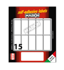 Etichette adesive - in carta - permanenti - 46 x 20 mm - 15 et/fg - 10 fogli - bianco - Markin Etichette adesive - in carta - permanenti - 46 x 20 mm - 15 et/fg - 10 fogli - bianco - Markin