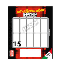 Etichette adesive - in carta - permanenti - 46 x 20 mm - 15 et/fg - 10 fogli - bianco - Markin Etichette adesive - in carta - permanenti - 46 x 20 mm - 15 et/fg - 10 fogli - bianco - Markin