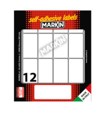 Etichette adesive - in carta - permanenti - 46 x 27 mm - 12 et/fg - 10 fogli - bianco - Markin Etichette adesive - in carta - permanenti - 46 x 27 mm - 12 et/fg - 10 fogli - bianco - Markin