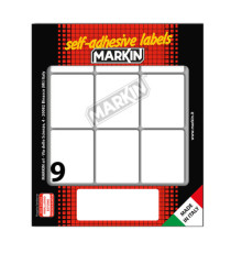 Etichette adesive - in carta - permanenti - 46 x 37 mm - 9 et/fg - 10 fogli - bianco - Markin Etichette adesive - in carta - permanenti - 46 x 37 mm - 9 et/fg - 10 fogli - bianco - Markin