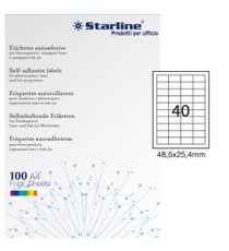 Etichette adesive - in carta - permanenti - 48,5 x 25,4 mm - 40 et/fg - 100 fogli - bianco - Starline Etichette adesive - in carta - permanenti - 48,5 x 25,4 mm - 40 et/fg - 100 fogli - bianco - Starline