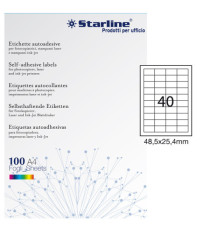 Etichette adesive - in carta - permanenti - 48,5 x 25,4 mm - 40 et/fg - 100 fogli - bianco - Starline Etichette adesive - in carta - permanenti - 48,5 x 25,4 mm - 40 et/fg - 100 fogli - bianco - Starline
