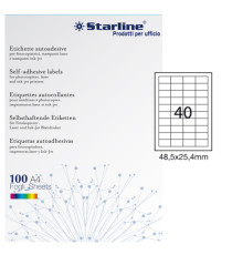 Etichette adesive - in carta - permanenti - 48,5 x 25,4 mm - 40 et/fg - 100 fogli - bianco - Starline Etichette adesive - in carta - permanenti - 48,5 x 25,4 mm - 40 et/fg - 100 fogli - bianco - Starline