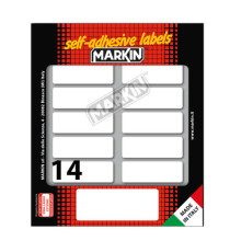 Etichette adesive - in carta - permanenti - 52 x 18 mm - 14 et/fg - 10 fogli - bianco - Markin Etichette adesive - in carta - permanenti - 52 x 18 mm - 14 et/fg - 10 fogli - bianco - Markin