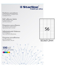 Etichette adesive - in carta - permanenti - 52,5 x 21,2 mm - 56 et/fg - 100 fogli - bianco - Starline