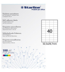 Etichette adesive - in carta - permanenti - 52,5 x 29,7 mm - 40 et/fg - 100 fogli - bianco - Starline
