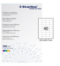Etichette adesive - in carta - permanenti - 52,5 x 29,7 mm - 40 et/fg - 100 fogli - bianco - Starline